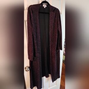 LuLaRoe Sparkling Purple Long Sarah Cardigan, Duster Large
